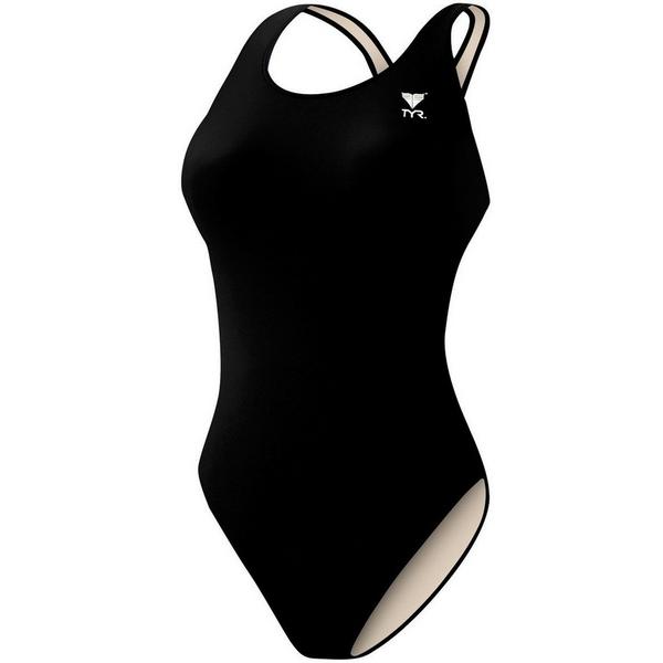 Women's TYR Solid Max Back Suit One Piece Swimsuit Competitive 36 Black