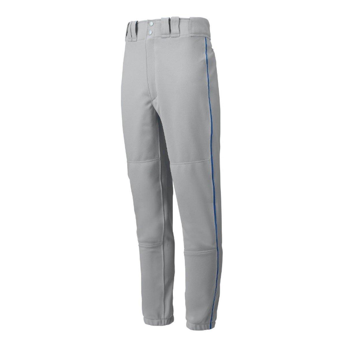 Mizuno Men's Premier Piped Baseball Pants, XXL, Grey/Blue