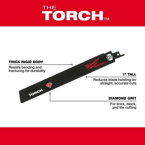 Milwaukee The Torch 9 in Diamond Grit Reciprocating Saw Blade - 1 Pack - Primary Image