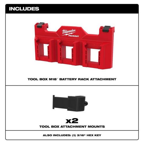 Milwaukee PACKOUT Tool Box M18 Battery Rack Attachment - Primary Image