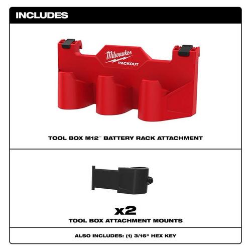 Milwaukee PACKOUT Tool Box M12 Battery Rack Attachment - Primary Image