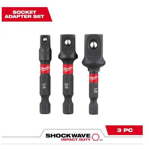 Milwaukee SHOCKWAVE Impact Duty 1/4 in Hex Shank Socket Adapter 3 pc Set - Primary Image