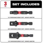 Milwaukee SHOCKWAVE Impact Duty 1/4 in Hex Shank Socket Adapter 3 pc Set - Thumbnail 2 of 5