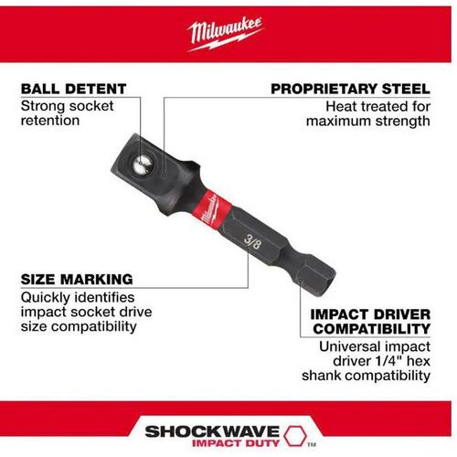 Milwaukee SHOCKWAVE Impact Duty 1/4 in Hex Shank Socket Adapter 3 pc Set - Primary Image