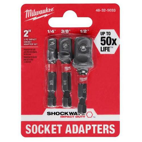 Milwaukee SHOCKWAVE Impact Duty 1/4 in Hex Shank Socket Adapter 3 pc Set - Primary Image