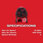 Milwaukee M18 Jobsite Fan - Tool Only - Thumbnail 4 of 7