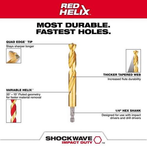 Milwaukee SHOCKWAVE 1/8 in SHOCKWAVE RED HELIX Titanium  Drill Bit - Primary Image
