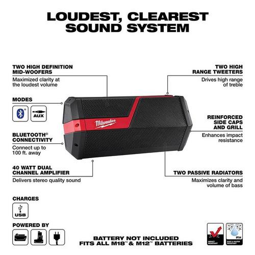Milwaukee M18/M12 Wireless Jobsite Speaker - Tool Only - Primary Image