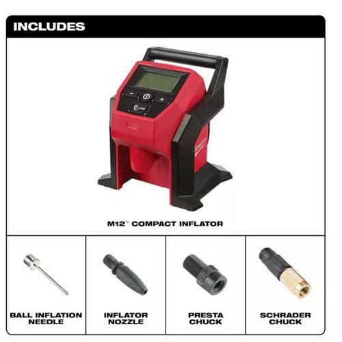 Milwaukee M12 Compact Compressor Inflator - Tool Only - Primary Image