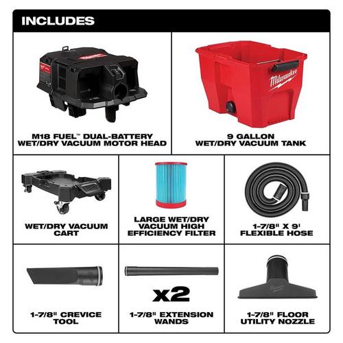 Milwaukee M18 FUEL Dual-Battery 9 Gallon Wet/Dry Vacuum - Tool Only - Primary Image