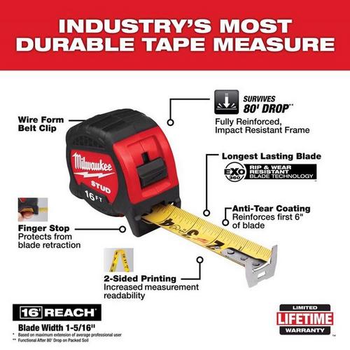 Milwaukee STUD Tape Measure - 16 ft - Primary Image