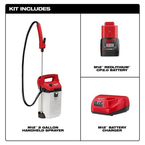 Milwaukee M12 2 Gallon Handheld Sprayer Kit - Battery and Charger Included - Primary Image