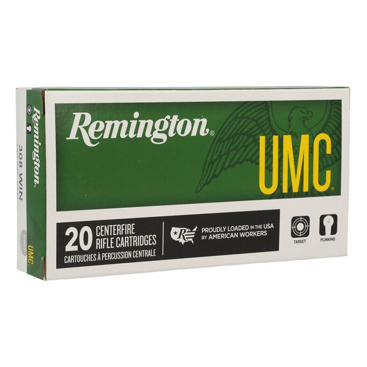 Remington UMC FMJ 308 Winchester Rifle Ammunition 20 Round Box