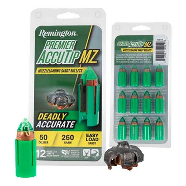 REMINGTON Premier AccuTip MZ 50 Caliber 260 Grain Sabot Slug 12 Pack 50 Caliber 260 Grain Muzzleloader Bullets