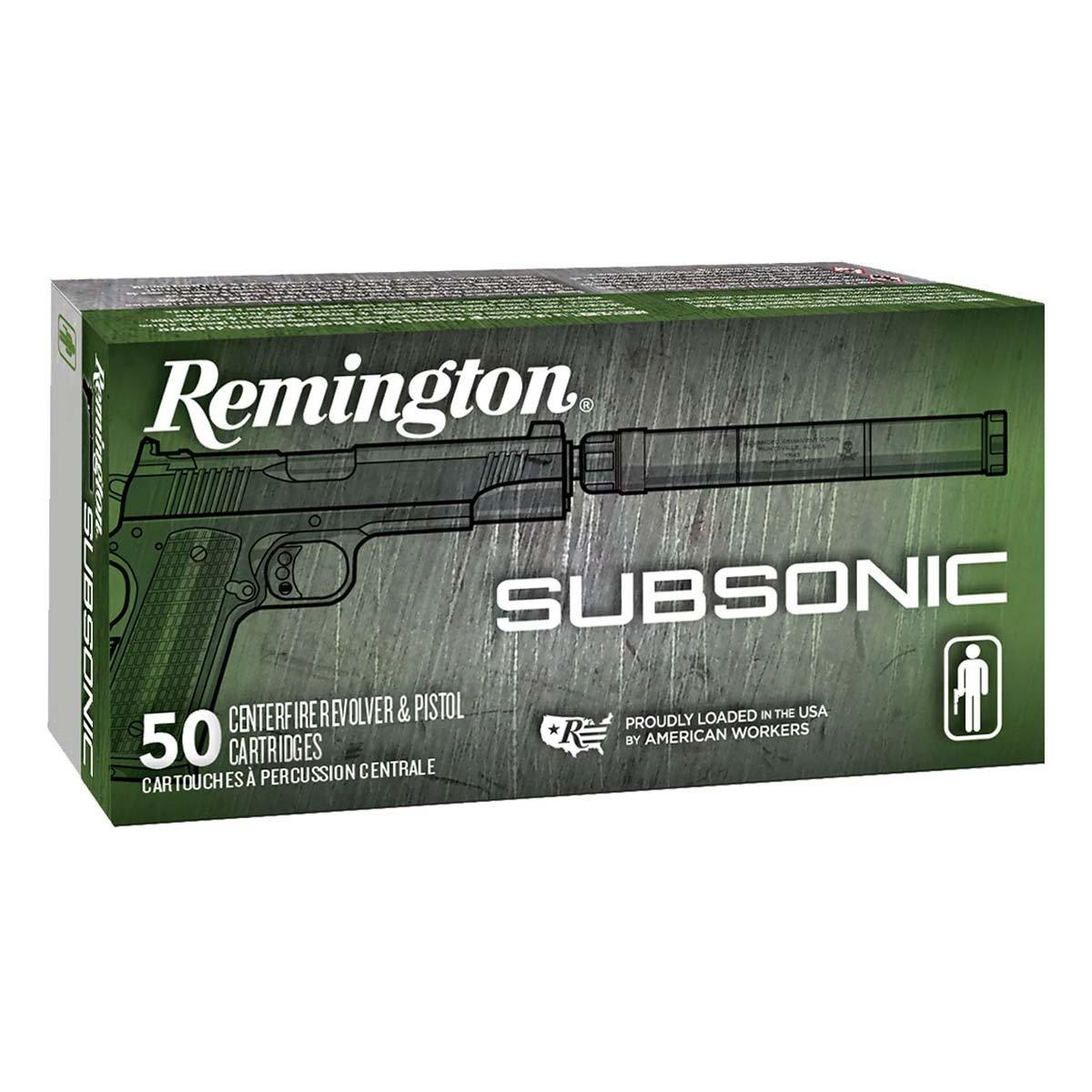 Remington Subsonic Flat Nose 45 ACP Handgun Ammunition 50 Round Box