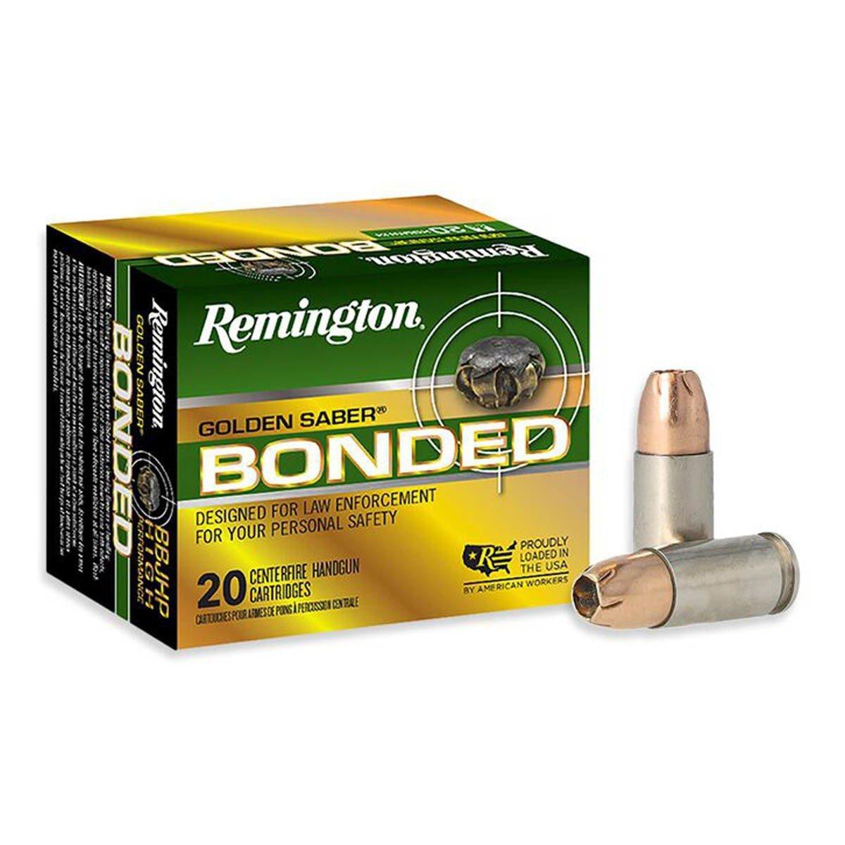 Remington Golden Saber Bonded JHP 9mm Handgun Ammunition 20 Round Box