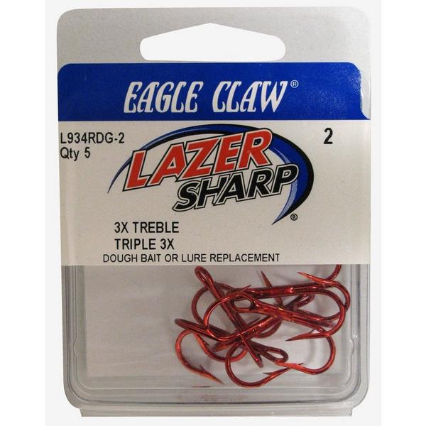 Eagle Claw Lazer Sharp 3X Treble Hooks