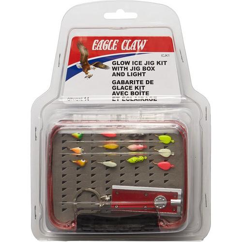 Eagle Claw Glow Ice Jig Kit with Jig Box and Glow Light - Primary Image