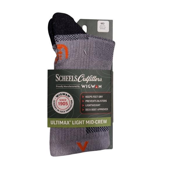 SCHEELS OUTFITTERS BY WIGWAM Men's  Ultimax Lightweight Mid Crew Mid Calf Socks Grey Heather