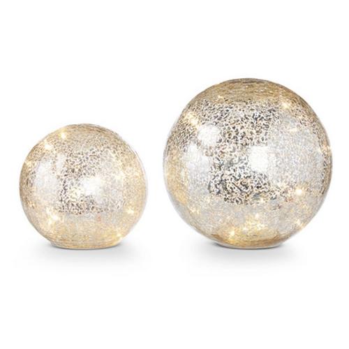 RAZ Imports 8" Mercury Glass Lighted Balls - Primary Image