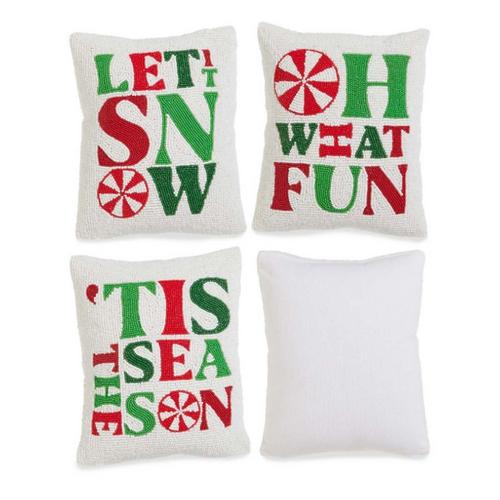 RAZ Imports 10in Peppermint Merrymaking Beaded Pillow (Styles May Vary) - Primary Image