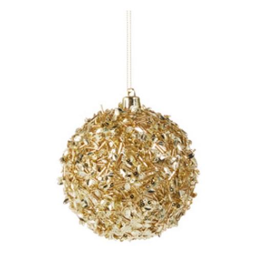 RAZ Imports 4in Gold Sequin Ball Ornament - Primary Image