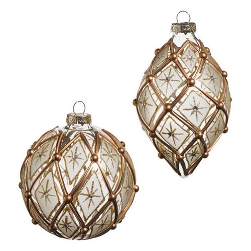 RAZ Imports White and Gold Deco Ornament - Primary Image