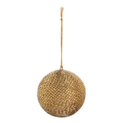 RAZ Imports 4in Gold Beaded Ornament - Primary Image