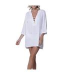 Women's J Valdi Plus Size Cancun Lace Neck Big Dress Swim Cover Up - Thumbnail 4 of 4