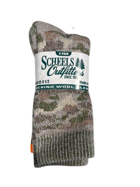 Big Kids' Scheels Outfitters Merino Whool Midweight 2 Pack Crew Hunting Socks - Scheels Outfitters