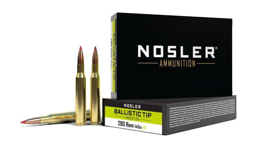Nosler Ballistic Tip Hunting 280 Remington Rifle Ammunition 20 Round Box