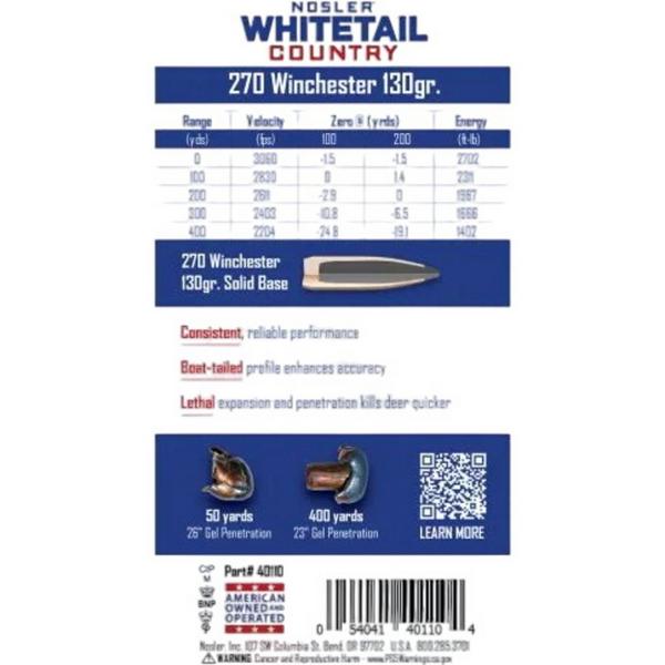 Nosler Whitetail Country Rifle Ammunition