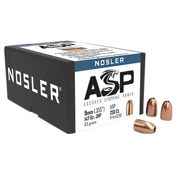 NOSLER ASP Assured Stopping Power 9mm JHP Pistol Bullets