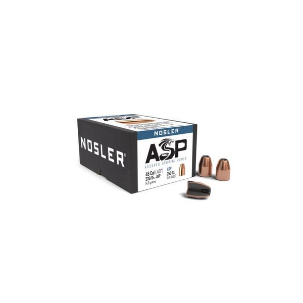 NOSLER ASP Assured Stopping Power 45 Caliber JHP Handgun Bullets