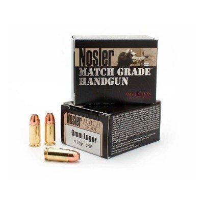 Nosler Match Grade JHP 9mm Handgun Ammunition 20 Round Box