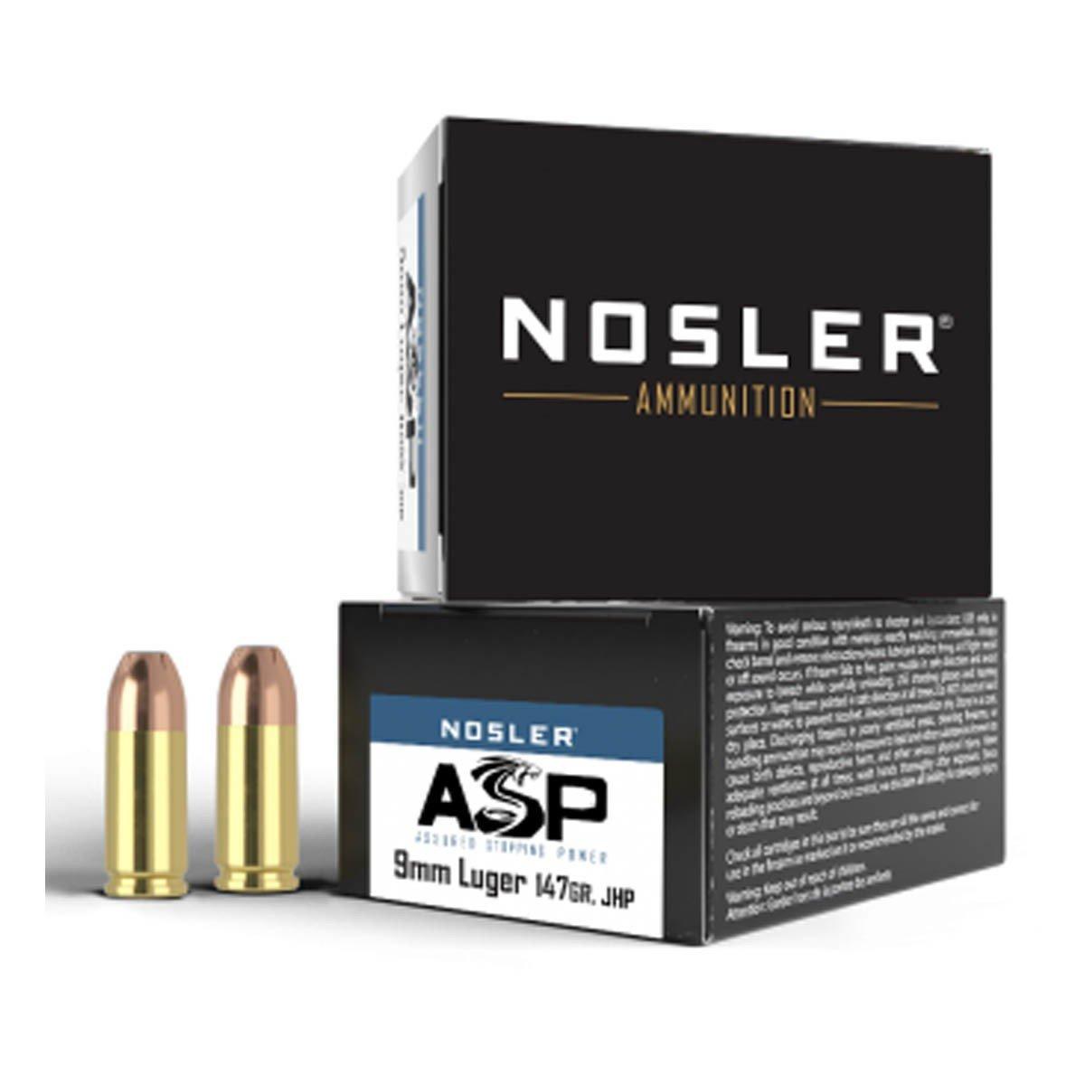 Nosler ASP Hollow Point 9mm Handgun Ammunition 20 Round Box