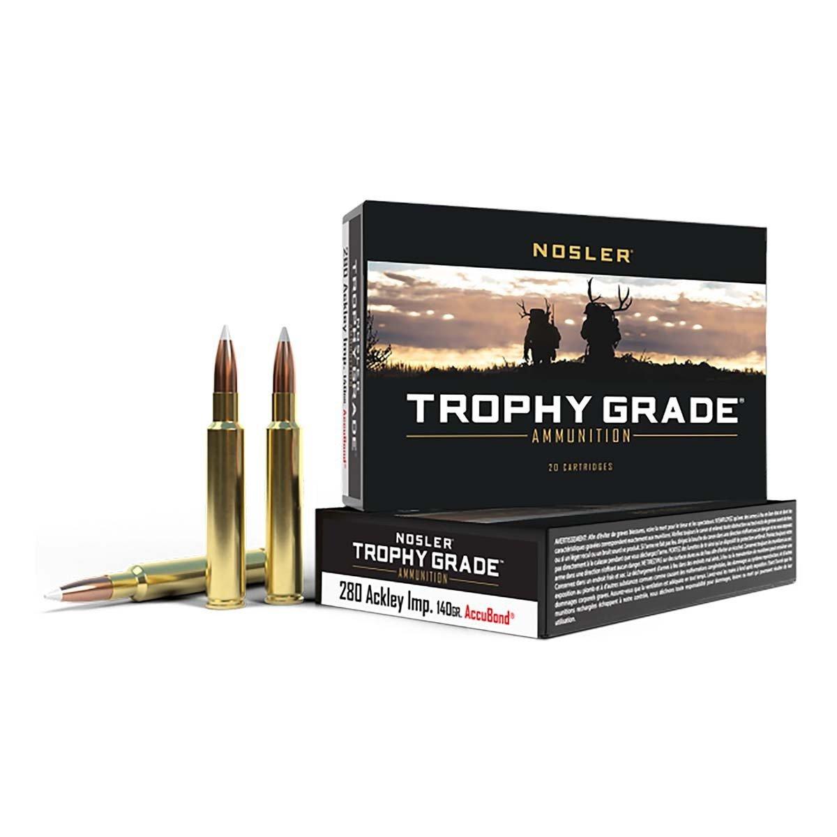 Nosler Accubond Trophy Grade 280 Ackley Improved Rifle Ammunition 20 Round Box