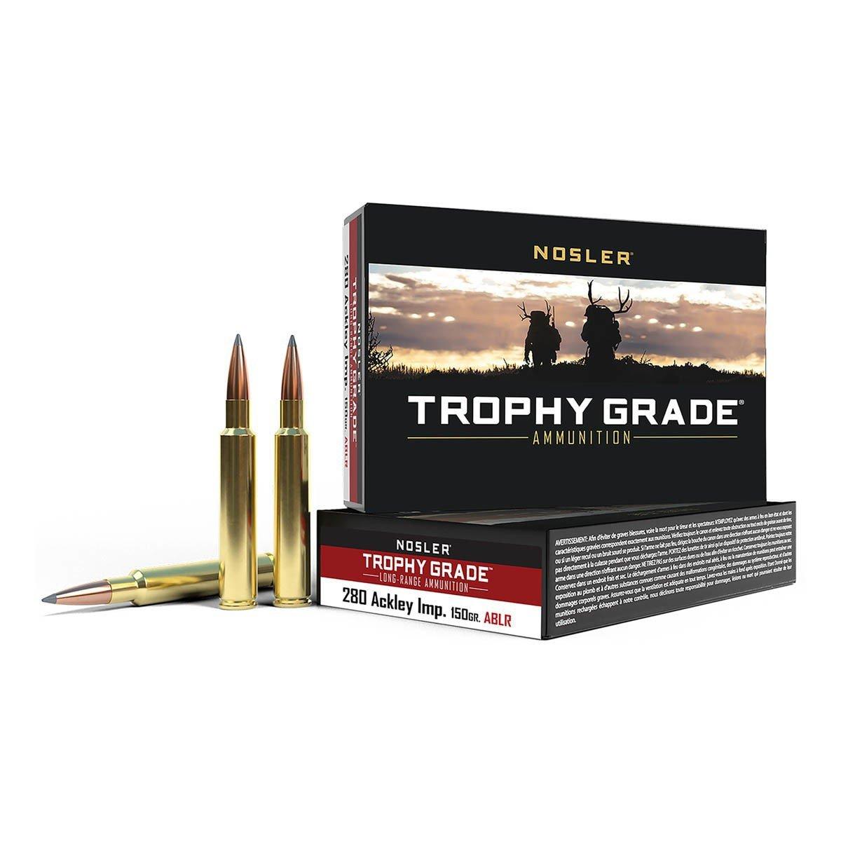 Nosler Accubond Long Range Trophy Grade 280 Ackley Improved Rifle Ammunition 20 Round Box