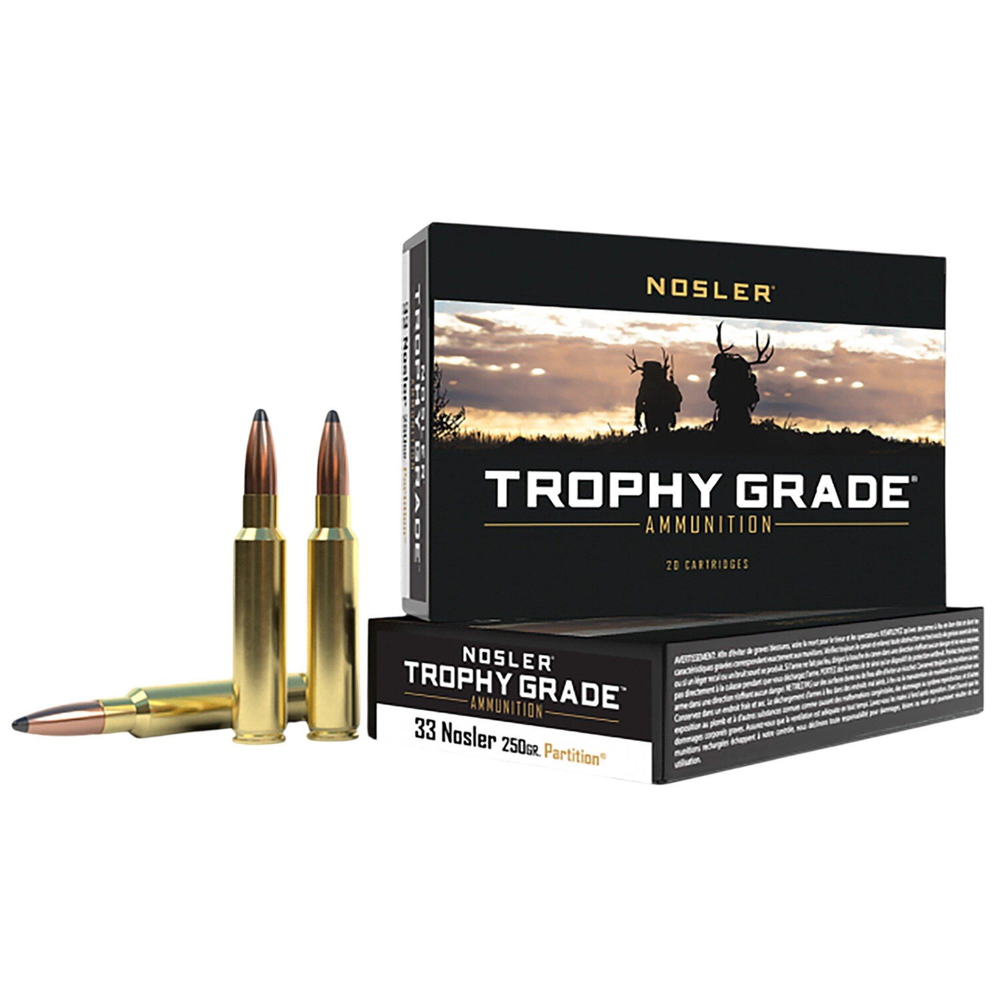 Nosler Trophy Grade Spitzer Partition 33 Nosler Rifle Ammunition 20 Round Box