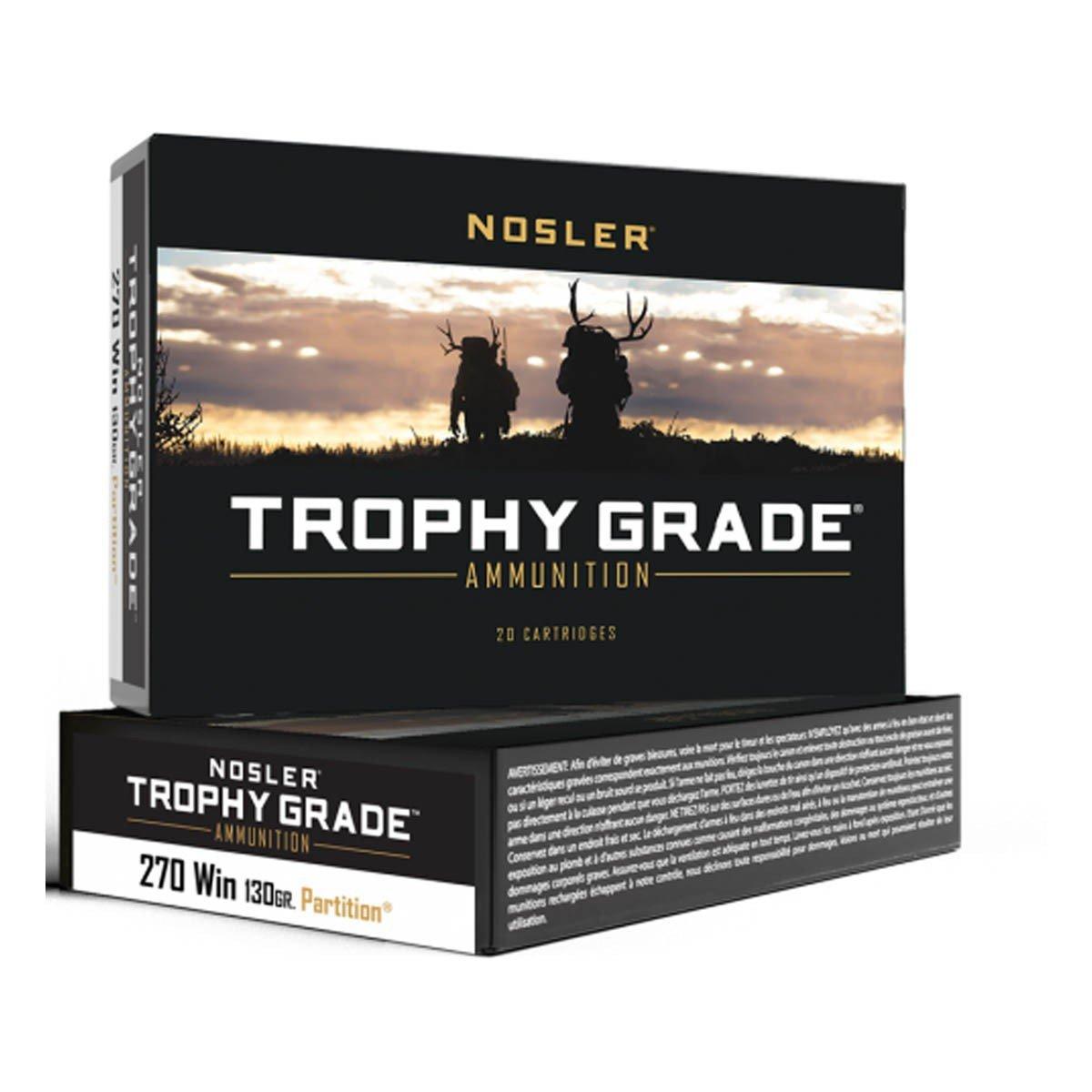 Nosler Partition Trophy Grade 270 Winchester Rifle Ammunition 20 Round Box