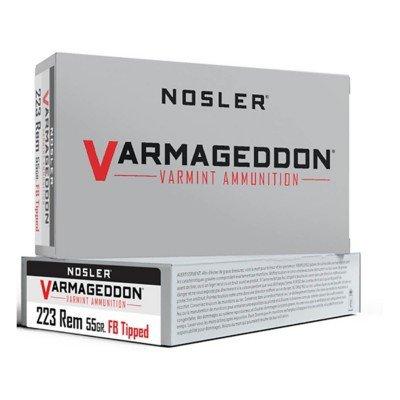 Nosler Varmageddon Flat Base Tipped 223 Remington Rifle Ammunition 20 Round Box