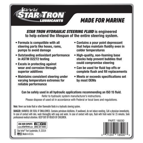 Star-Brite ISO 15 Marine Synthetic Blend Hydraulic Steering FluidStar Tron Premium Synthetic Blend Hydraulic Steering Fluid, ISO 15, Marine-Grade - Primary Image