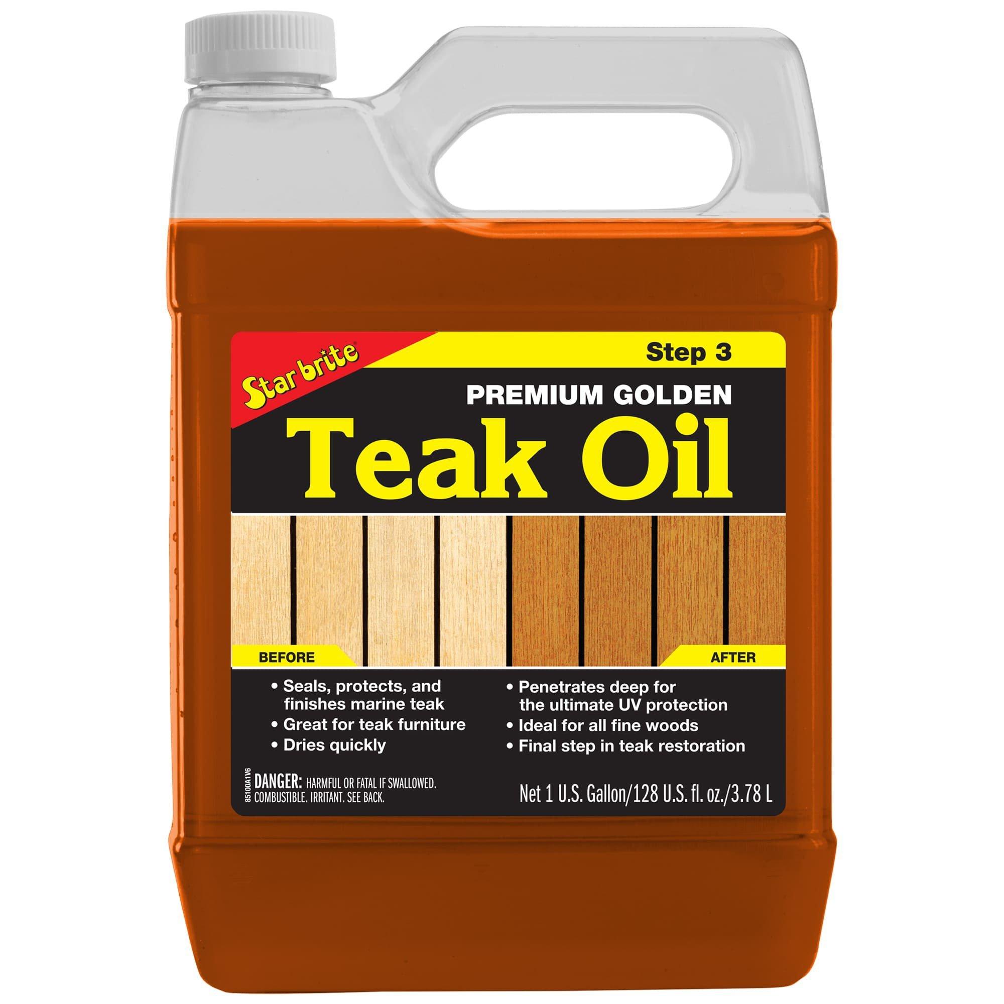 Star-Brite Premium Golden Teak Oil - Ideal for Boats, Furniture, Shower Stools - Star-Brite