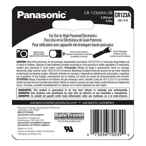 Panasonic Photo Power CR123 Lithium Batteries 2PK - Primary Image