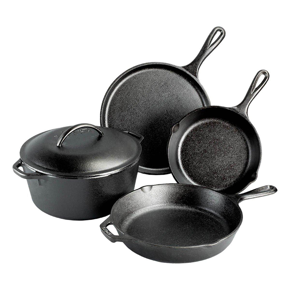 Lodge Cast Iron Seasoned 5-Piece Set with Skillet, Griddle & Dutch Oven