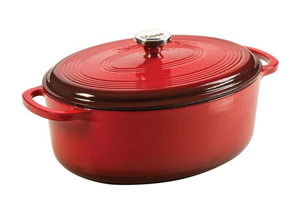 Lodge 7 Quart Oval Red Enamel Cast Iron Dutch Oven - Lodge Manufacturing Co