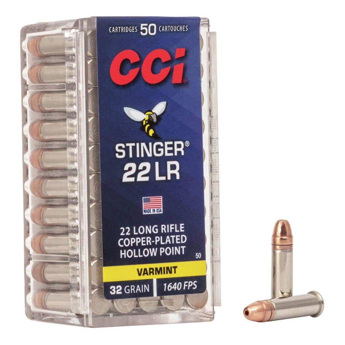 CCI Stinger HP Varmint 22 Long Rifle Rimfire Ammunition 50 Round Box