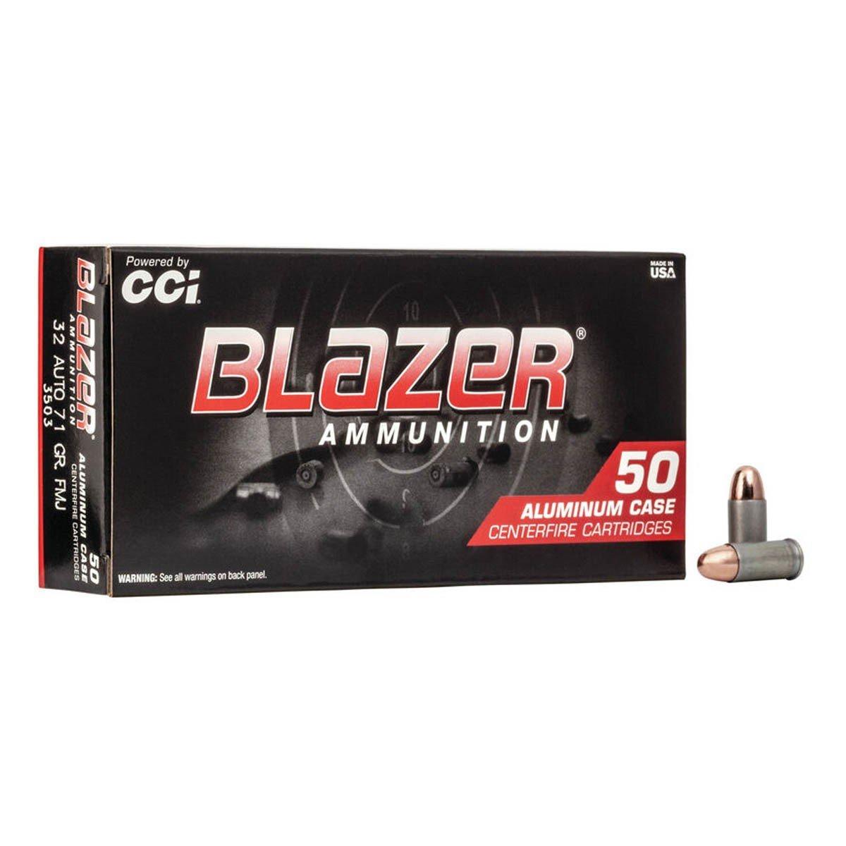 Blazer Ammunition Blazer FMJ Aluminum Case 32 ACP Handgun Ammunition 50 Round Box