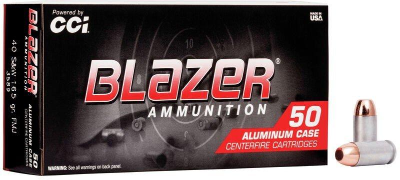 Blazer Ammunition Blazer FMJ Aluminum Case 40 S&W Handgun Ammunition 50 Round Box