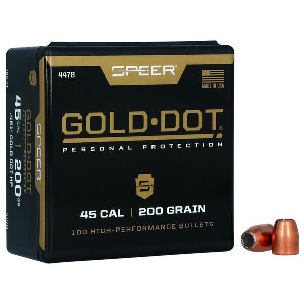 SPEER Gold Dot Personal Protection 45 Caliber Handgun Bullets
